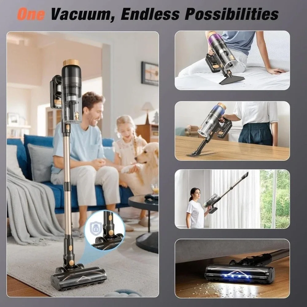 VBUOO TV105S Cordless Stick Vacuum Cleaner 580W 48KPa Black 70Min HEPA Pet Hair